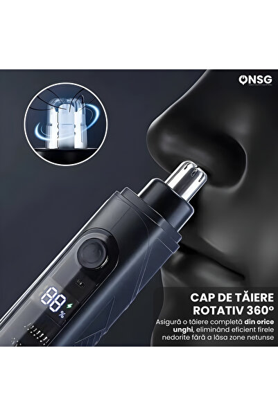 Sunix Mini Electric Nose and Ear Trimmer, 360 Rotating Head, Type-C Rechargeable, Stainless Steel Blade