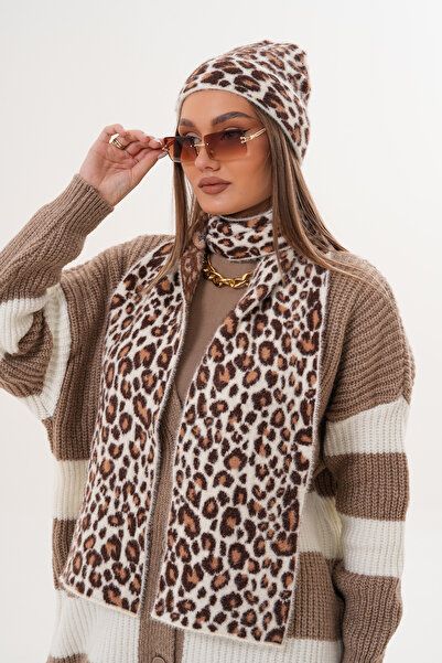 Ritagarcia Luxury Soft Textured Leopard Scarf Beanie Set | Quality Knitwear Combination