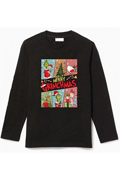 Efendioğlu Design Uzun kollu 6 foto ışıklı merry grinchmas baskılı yılbaşı ye...