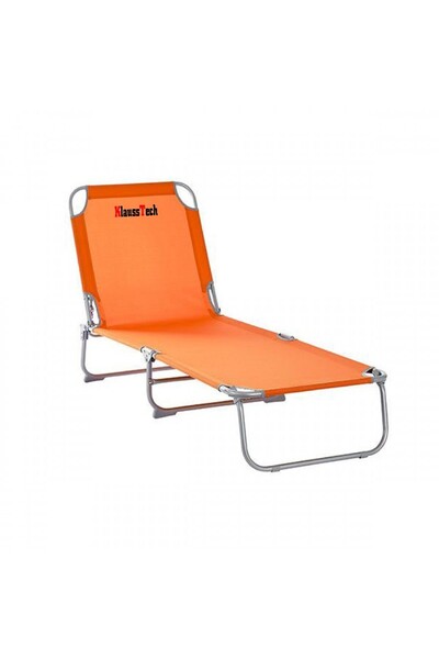 KlaussTech Sersimo Folding Sun Lounger, 186 X 56 Cm, For Beach Or Garden, Capacity 110kg