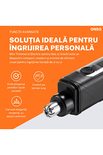 Sunix Mini Electric Nose and Ear Trimmer, 360 Rotating Head, Type-C Rechargeable, Stainless Steel Blade