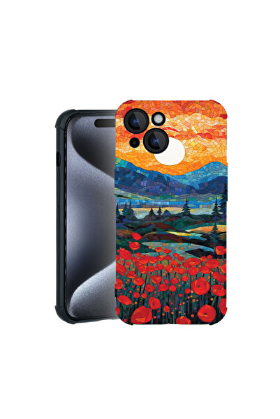 bestcase Carcasă Pro Shock pentru Apple iPhone 15, cu design Poppies în apus ...