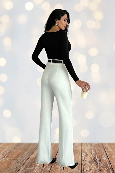 Moda Amore Women's V-Neck Gold Detailed Long Sleeve Blouse – Black, Coffee, White, Burgundy 10136