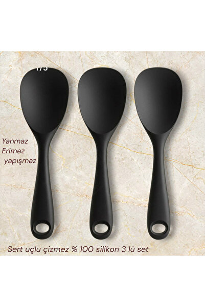 EMPA A V M 3Pcs Hard Tip Fireproof Non-Stick Complete Silicone Rice Spoon
