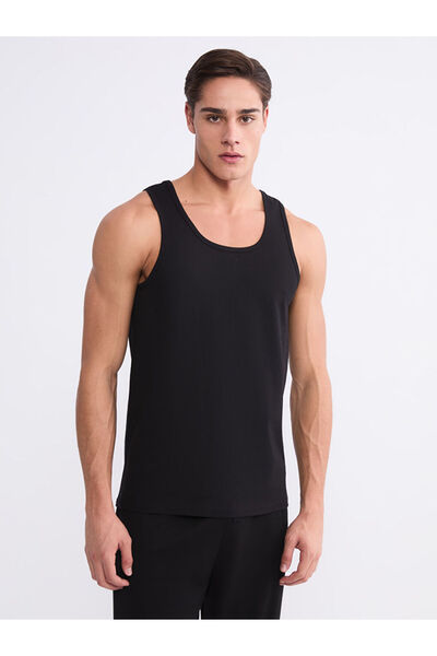 LC Waikiki Black Crew Neck Basic Men's Undershirt