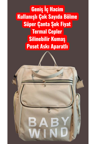 Özgün Baby Süper Baby Wind Bebek Bakım Sırt Çantası Geniş Hacimli Termal Bölm...