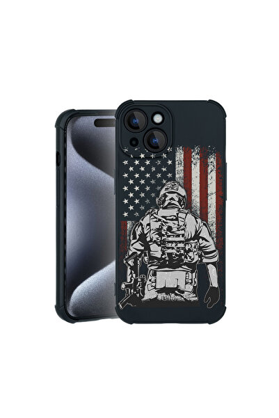 bestcase Carcasă Pro Shock pentru Apple iPhone 15, cu design American Soldier...
