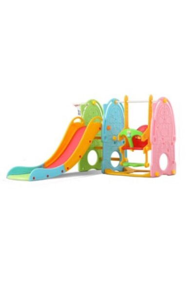 FULLJOY مجموعة زحليقة وأرجوحة مع حلقة كرة سلة وموسيقي 4*1 للأطفال،مجموعة ملعب...