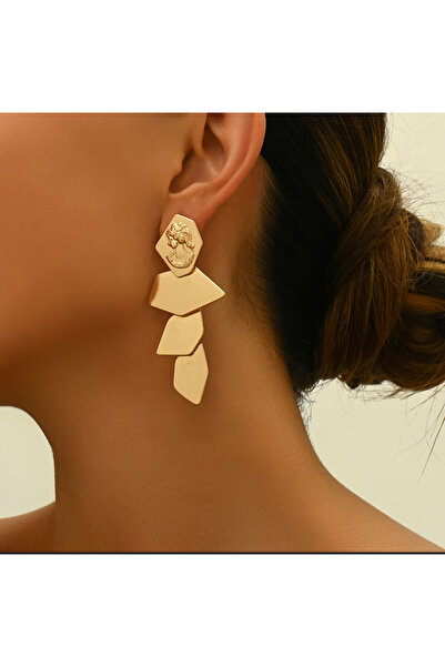 mibrillo Gold dangle plate helen earrings