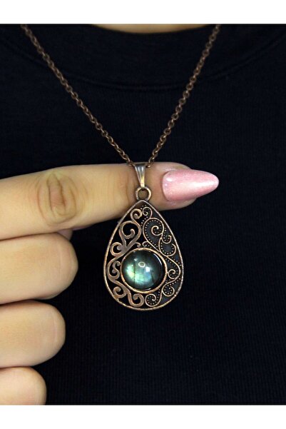 esha Natural Stone Labradorite Natural Stone Women's Antique Model Necklace Euk24Lbt