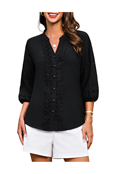 OEM Women's casual 3/4 sleeve shirt, black S
