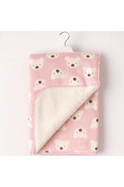 thesecret desire Welsoft Astarlı Ayı Desenli Bebek Battaniyesi-Pembe