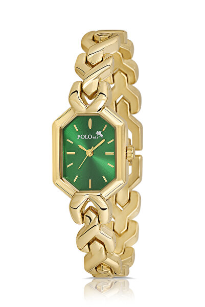 Poloair Vintage Kadın Kol Saati Gold Yeşil Renk PL-1564B4x