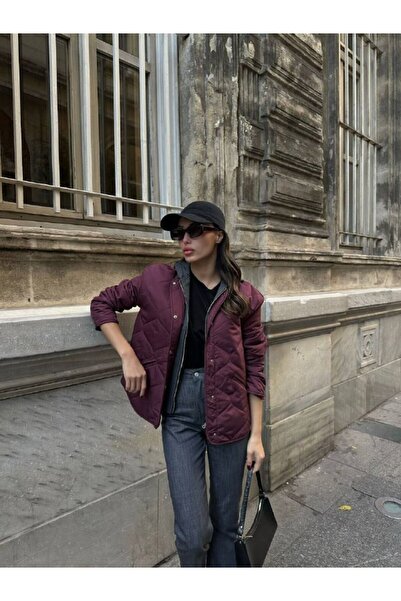 Crveniruz kapüşonlu kapitone mont