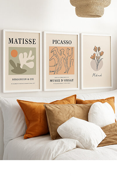 NT Handmade Laminated Framed Pvc Protected Set of 3 Matisse and Picasso Decorative Uv Printing Mdf Wall Painting