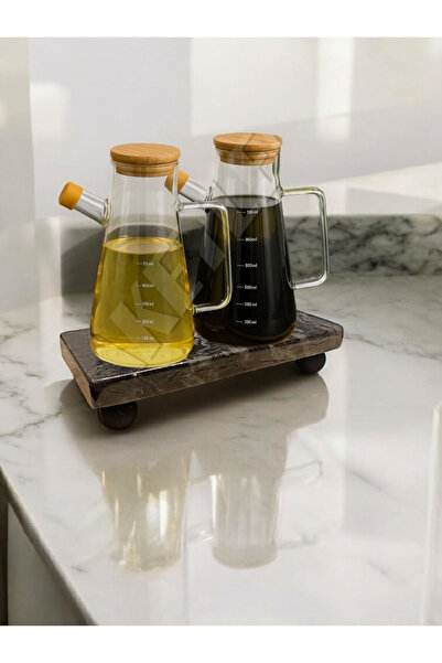 HBNC Damarlı Siyah Mermer Yağdanlık Altlığı – Ahşap Top Ayaklı, 20x9,5 cm