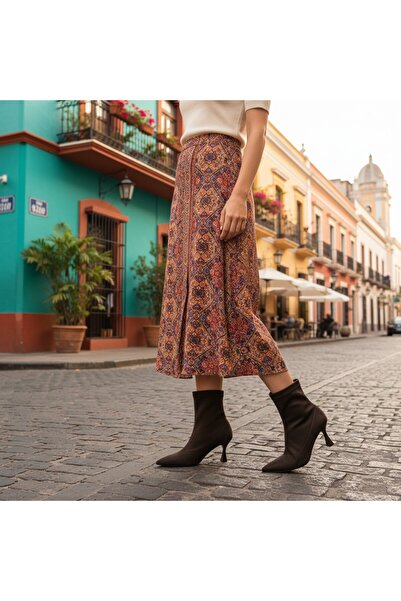 ASKA Fermuarlı Çorap Kadın Topuklu Bot