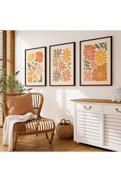 NT Handmade Laminated Framed Pvc Protected 3-Piece Colorful Abstract Patterned Decorative Uv Printing Mdf Wall Painting Set