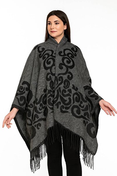 LA SEFA Women's winter double-sided poncho shoulder 140x140
