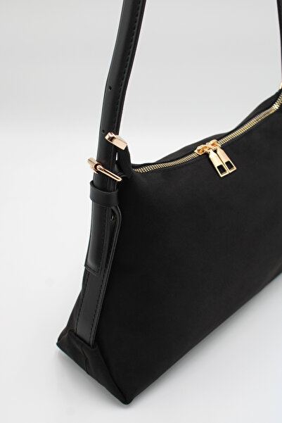 LASSO Women's Suede Black Adjustable Hand Strap Hand, Arm and Shoulder Bag