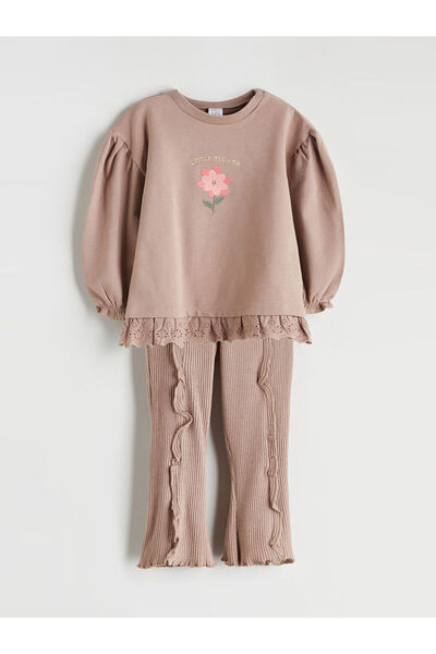 LC Waikiki Crew Neck Baby Girl Sweatshirt and Leggings