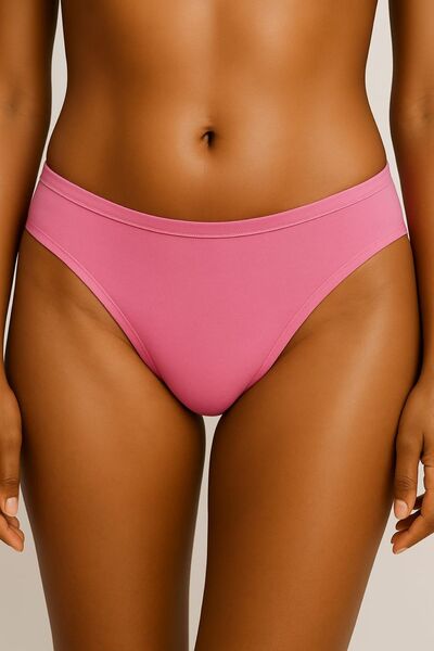 enmodaiçgiyim 7 Pieces of Pink Cotton Basic Daily Women's Bikini Panties – Regular Waist, Non-Marking, Soft, Flexible and Comfortable