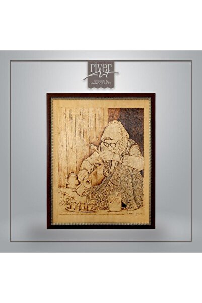 RiverArt Design Handcrafts El Yapımı Ahşap Yakma Sanat Tablosu (42×53 cm) - Geçmişe Özlem