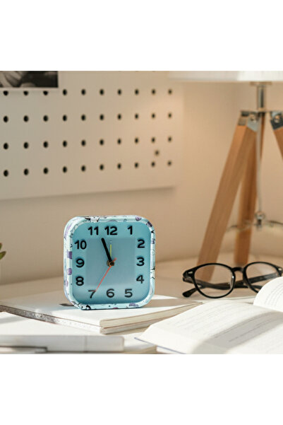 Livava Desenli Kare Masa Saati, Mavi, 13x13