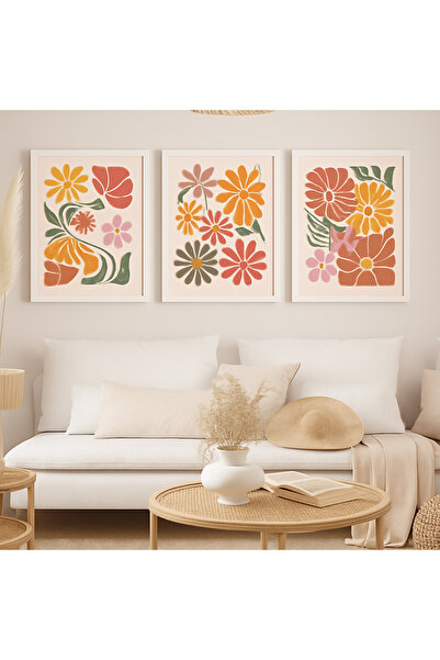 NT Handmade Laminated Framed Pvc Protected 3-Piece Colorful Abstract Patterned Decorative Uv Printing Mdf Wall Painting Set