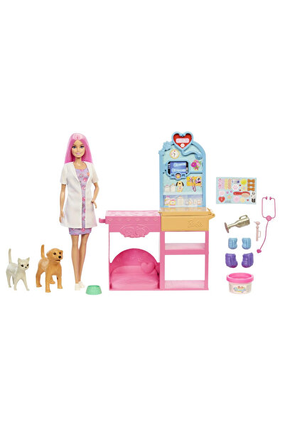 Barbie YOU CAN BE ANYTHING VETERINARY CLINIC PLAYSET FAST CAST WITH ACCESSORIES