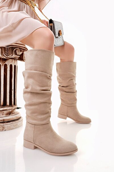 Zerenyus Winda Premium Beige Suede Bellows Boots