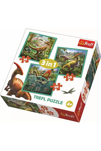 Trefl Trefl 3 in 1 Puzzle The Extraordinary World of Dinosaurs, 106 pieces