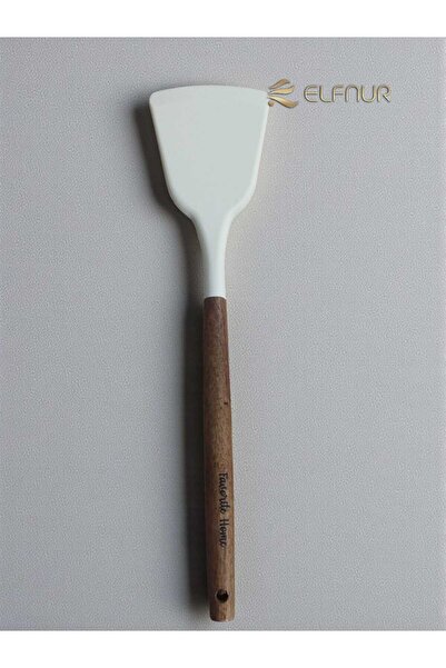 elfnur Acacia Handle Silicone Serving Spatula Hard Tip Heat Resistant Fireproof Non-Stick