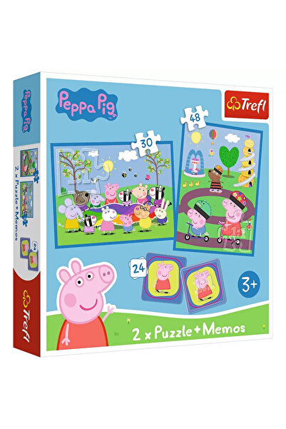 Trefl Set Trefl 2 in 1 Joc Memorie si Puzzle Peppa Pig: Momente fericite