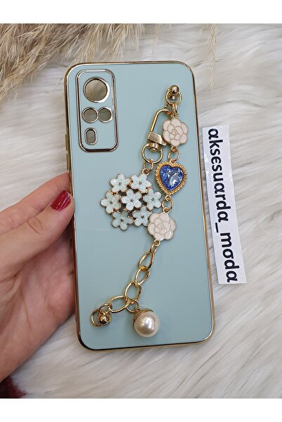 ZB Aksesuarda Moda Vivo Y53S Compatible Flowered Stone Laser Cut Shiny Case