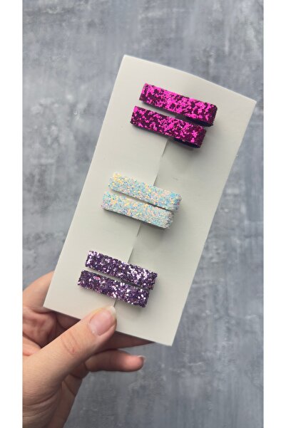 Toka Perisi Glitter Simli 6’lı Metal 5 cm Işıltılı Şık Genç Kadın Toka