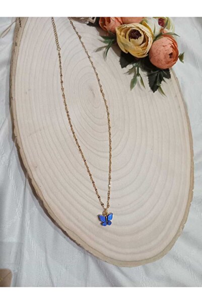 golden takış Steel Necklaces with Butterfly Pendants
