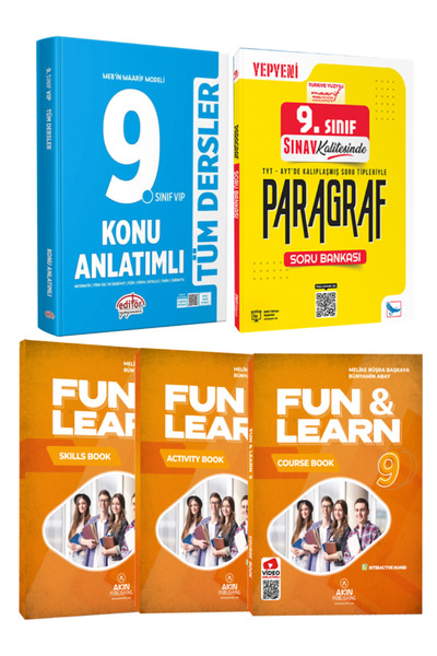 Editör Yayınevi 9.Sınıf Tüm Dersler Konu Anlatımı+Sınav Paragraf SB+Fun&Learn...