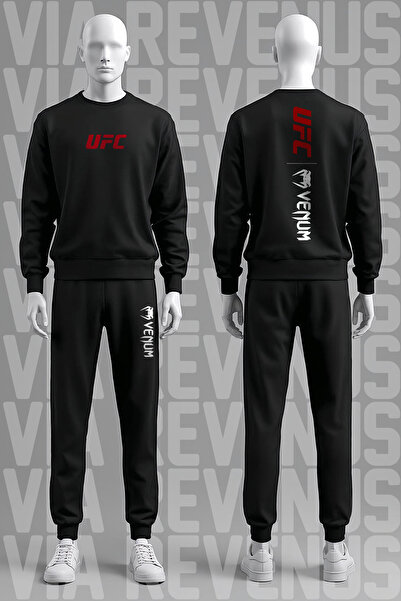 Vordevia Ufc Vnm Printed Soft Fabric 3 Thread Cotton Sh Fleece-Lined Crew Neck Sweatshirt and Sweatpants