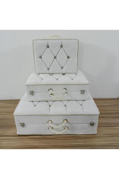 Sandık Dünyası Dowry Chest Bag Suitcase Bride Groom Bundle Chest 3-Piece 1407