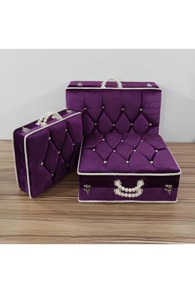 Sandık Dünyası Dowry Chest Bag Suitcase Bride Groom Bundle Chest 3-Piece 1407
