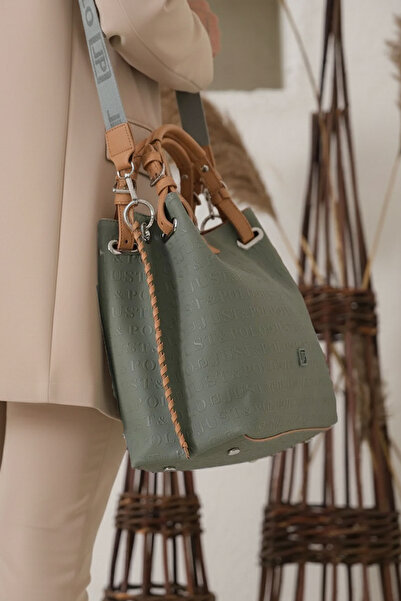 POLO CLUB Women's Black Knitted Detailed 4-Compartment Shoulder Bag and Handbag (27X31 cm)