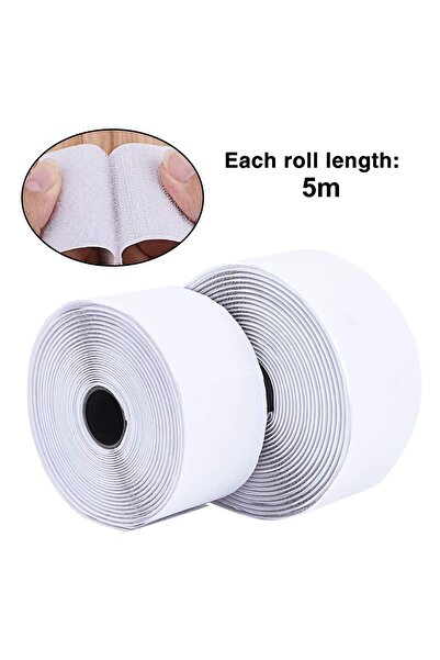 LUXER Self-Adhesive Hook-and-Loop Tape, Chair Type, Dimensions 500x5 cm, White