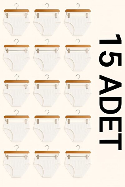 enmodaiçgiyim 15 Pieces of White Cotton Basic Everyday Women's Bikini Panties – Regular Waist, Non-Marking, Soft, Flexible and Comfortable