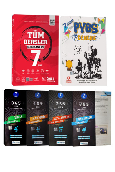 Sınav Yayınları 7. Sınıf Tüm Dersler Soru Bankası+PYBS Deneme+Türkçe+Matemati...