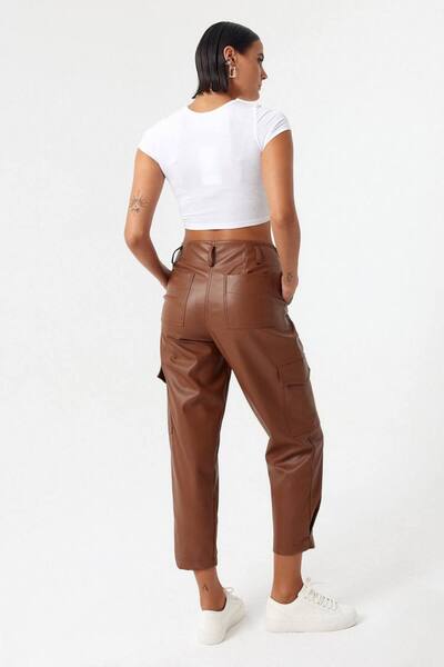 ZTO Women's Faux Leather Pocket Pants