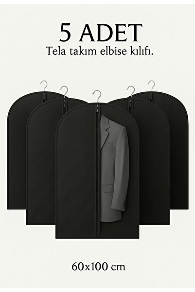 YELLOW STARY HOME DECOR (5 Adet) Siyah Tela Kumaş Elbise Kılıfı(Gamboç) - 60x...