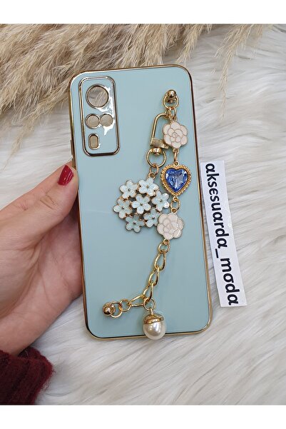 ZB Aksesuarda Moda Vivo Y53S Compatible Flowered Stone Laser Cut Shiny Case