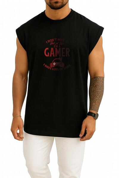 Bahriyeli Collection supradimensionat Sunt jucător - Gamer Chest cu imprimeu ...