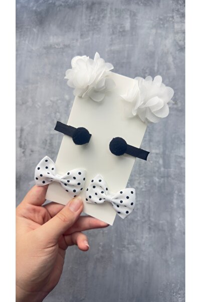 Toka Perisi Set de 6 agrafe pentru copii Frida Bowknot, realizate manual, alb